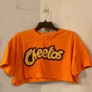 Forever 21 x Cheetos Bedazzled Rhinestone Orange Medium Cropped Top